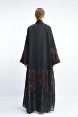 JC04 Flare Cut Open Abaya with Embellished Details