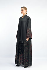 JC04 Flare Cut Open Abaya with Embellished Details