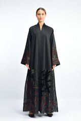 JC04 Flare Cut Open Abaya with Embellished Details