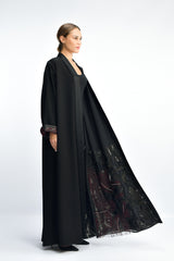 JC04 Flare Cut Open Abaya with Embellished Details