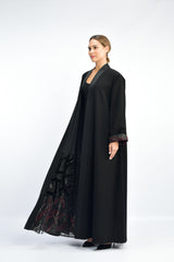 JC04 Flare Cut Open Abaya with Embellished Details
