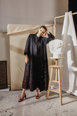 JC04 Flare Cut Open Abaya with Embellished Details