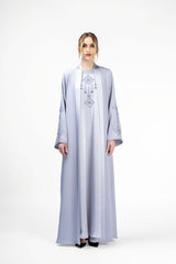 RMDT2401-GY Modern Minimalist Grey Crepe Silk Abaya