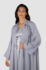 عباءة واحة الحلم بتطريز متعدد الألوان  RMDJK2401-GREY