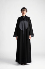 DC2307 Elegant Fusion: Crepe & Silk Flare Abaya