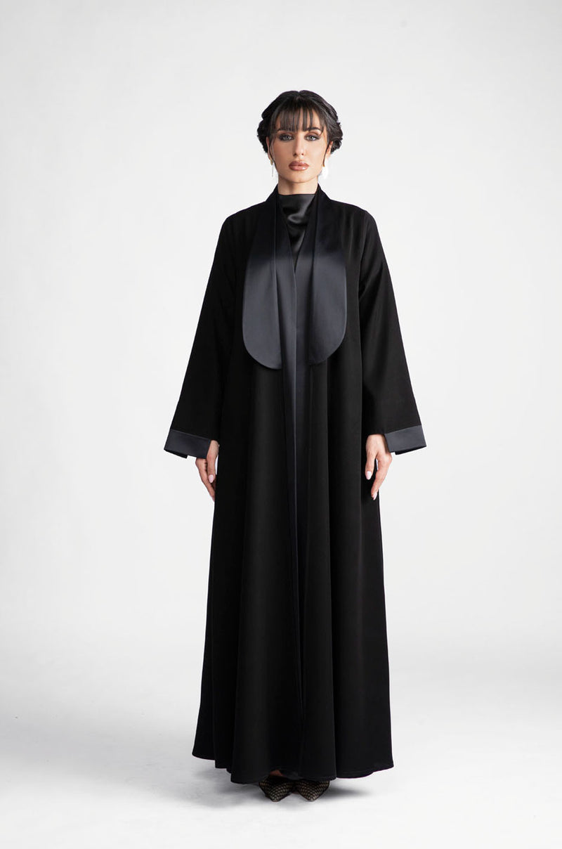 DC2307 Elegant Fusion: Crepe & Silk Flare Abaya