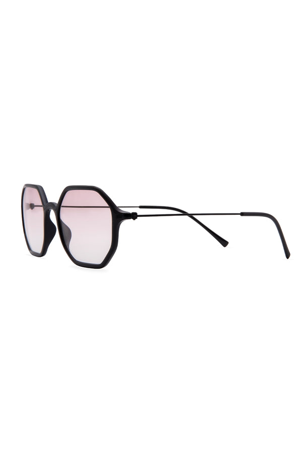 SUNGLASSES OCTAGONAL - SHINY BLACK