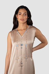 RMDJK2401-BROWN عباءة هيريتج بلوم المصنوعة يدويًا من الحرير