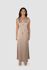 RMDJK2401-BROWN عباءة هيريتج بلوم المصنوعة يدويًا من الحرير