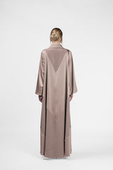 RMDJL2401  جلابية مارون ميستيك مصنوعة من الكريب الحرير 