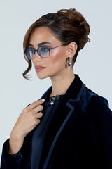 SUNGLASSES OCTAGONAL - DARK BLUE