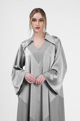 RMDJL2401  جلابية مارون ميستيك مصنوعة من الكريب الحرير 