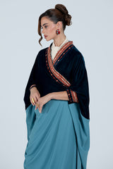DCV2527-PETROLEUM BLUE Naqshat Al Nada Abaya - Limited Edition