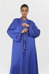 Moroccan Hand Embroidery Abaya Blue Color ED2206