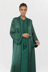 Moroccan Hand Embroidery Abaya Green Color ED2206