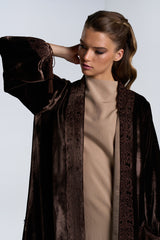 DC2404BRV Eternal Elegance Velvet Brown Abaya