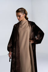 DC2404BRV Eternal Elegance Velvet Brown Abaya