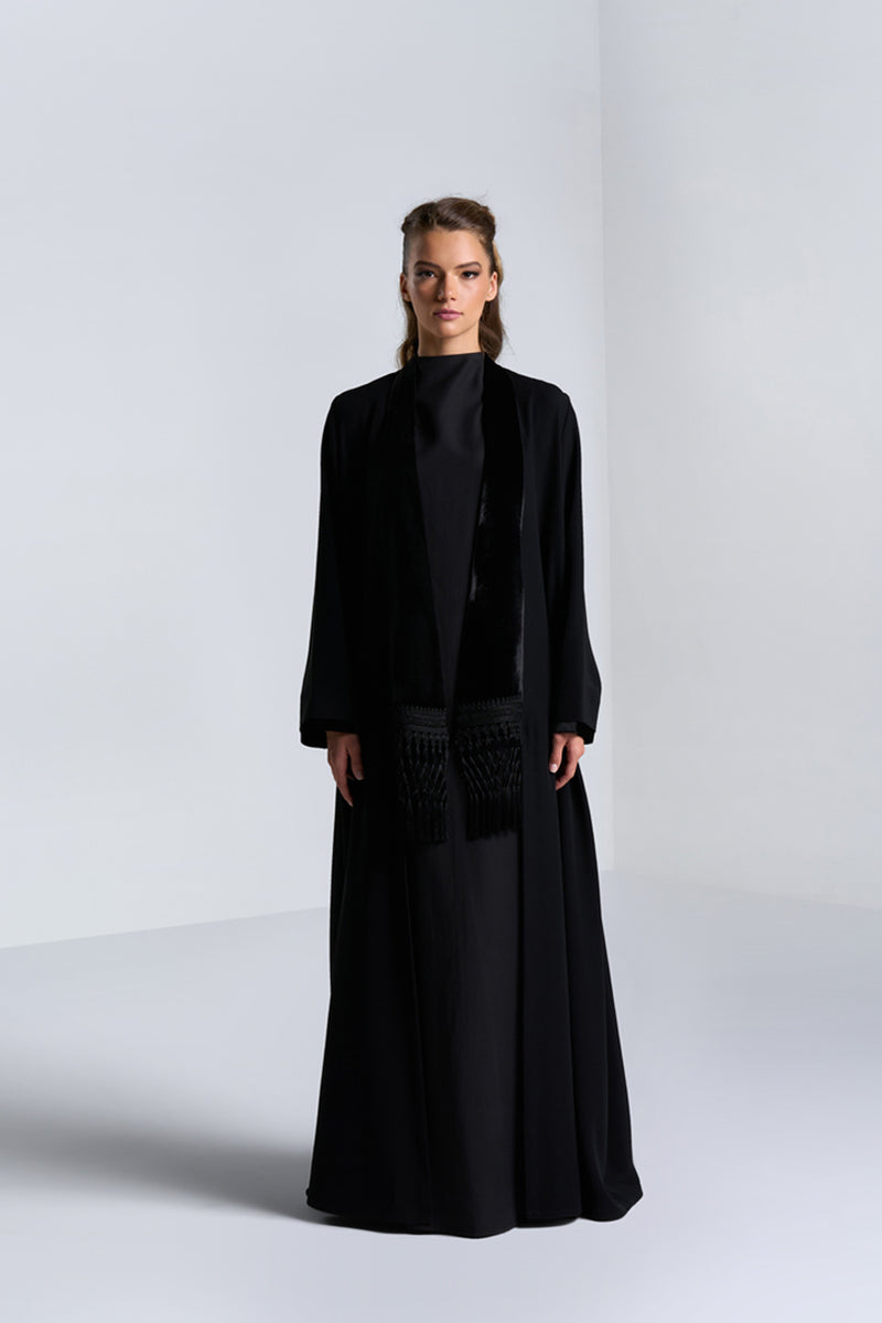 DC2402CR The Modern Monarch Moonlight Concept Crepe Black Abaya