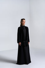 DC2402CR The Modern Monarch Moonlight Concept Crepe Black Abaya