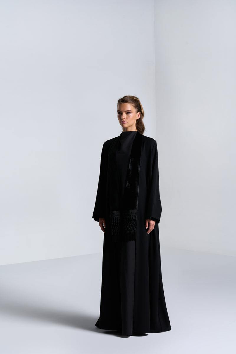 DC2402CR The Modern Monarch Moonlight Concept Crepe Black Abaya