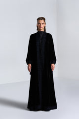 DC2404BLKV Sophistication Harmony Velvet Black Abaya