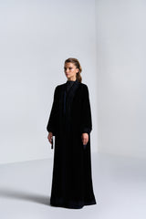 DC2404BLKV Sophistication Harmony Velvet Black Abaya