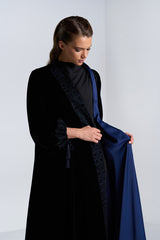 DC2404BLKV Sophistication Harmony Velvet Black Abaya