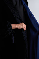 DC2404BLKV Sophistication Harmony Velvet Black Abaya