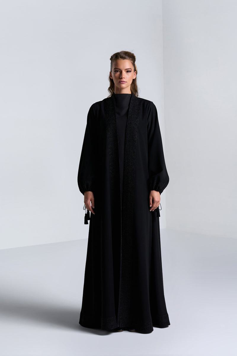 DC2404BLKCR Elegant Essence Crepe Black Abaya