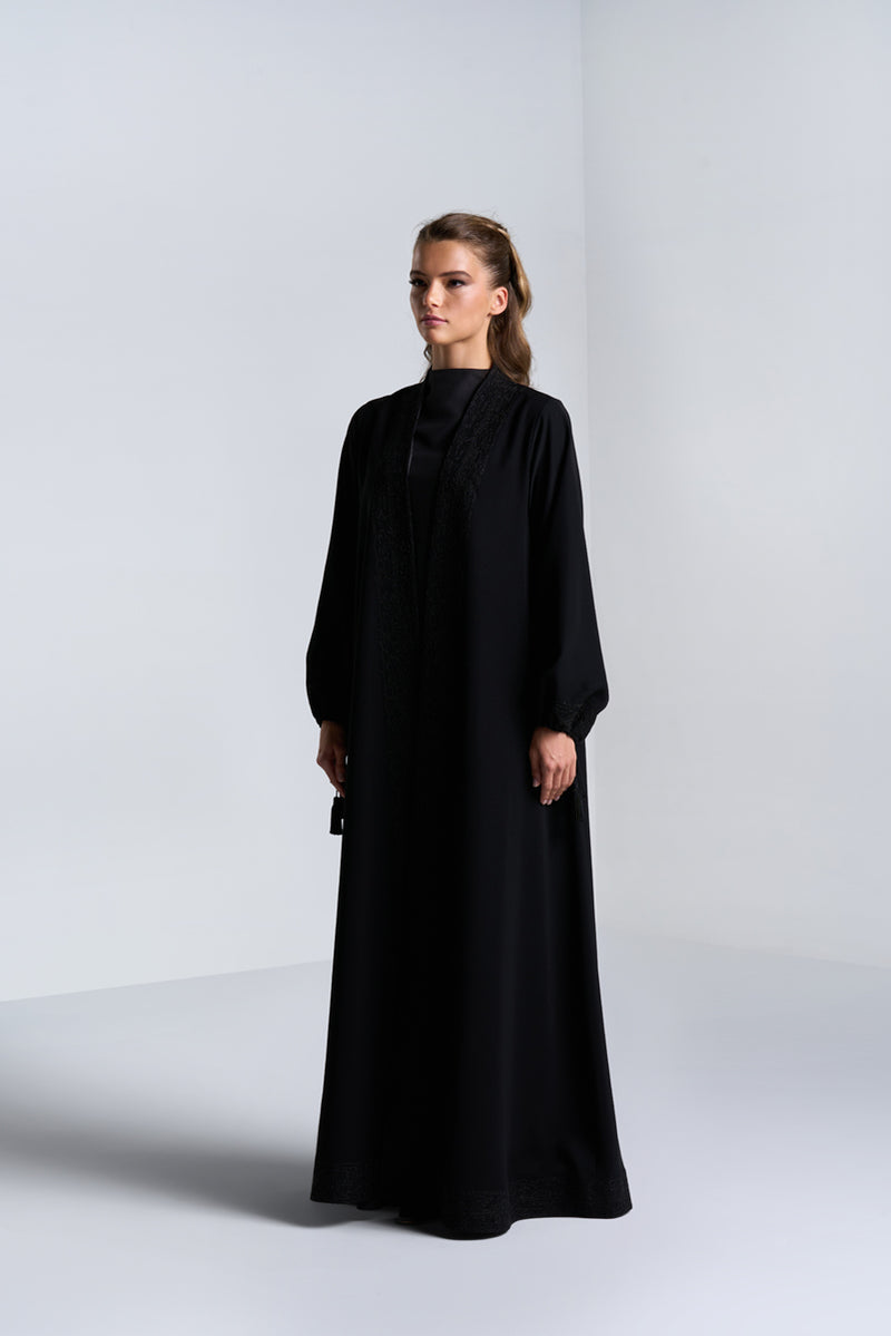 DC2404BLKCR Elegant Essence Crepe Black Abaya