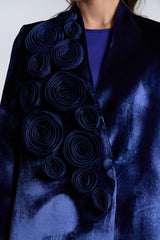 DC2401NBV Elegance Gravity Navy Blue Velvet Suit Jacket Cut Abaya