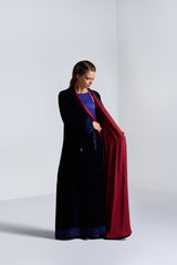 DC2404NBV Mystic Radiance Velvet  Navy Blue Abaya