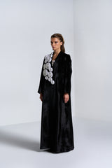 DC2401BLKV Midnight Grace Velvet Suit Jacket Cut Abaya