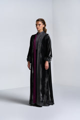 DC2404GRV Graceful Fog Gray Velvet Abaya