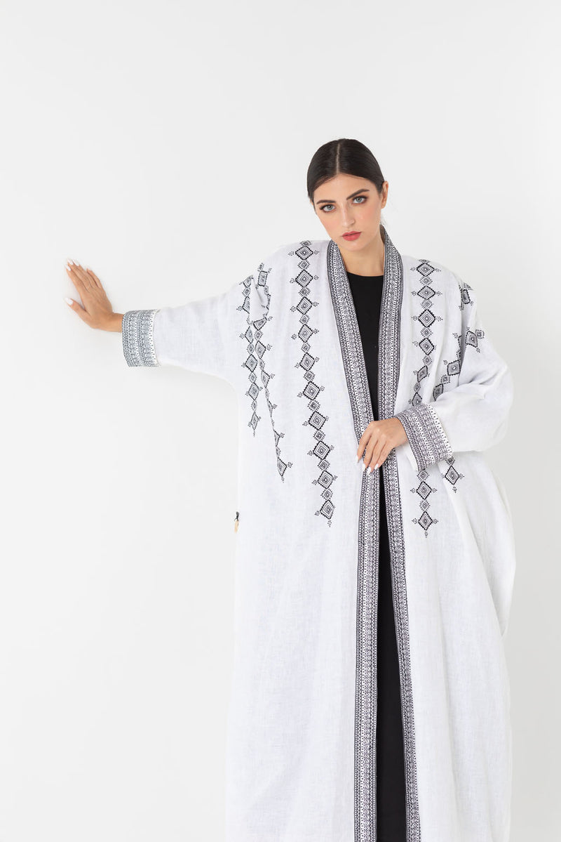 Bright Colour With Geometric Embroidery Abaya RMDL22002