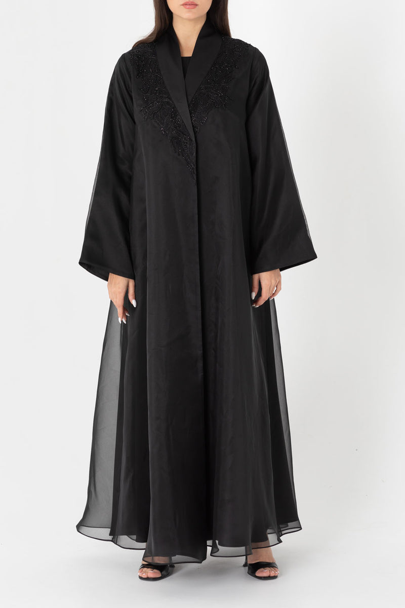 Double Layered With Organza And Silk Abaya RMD2208