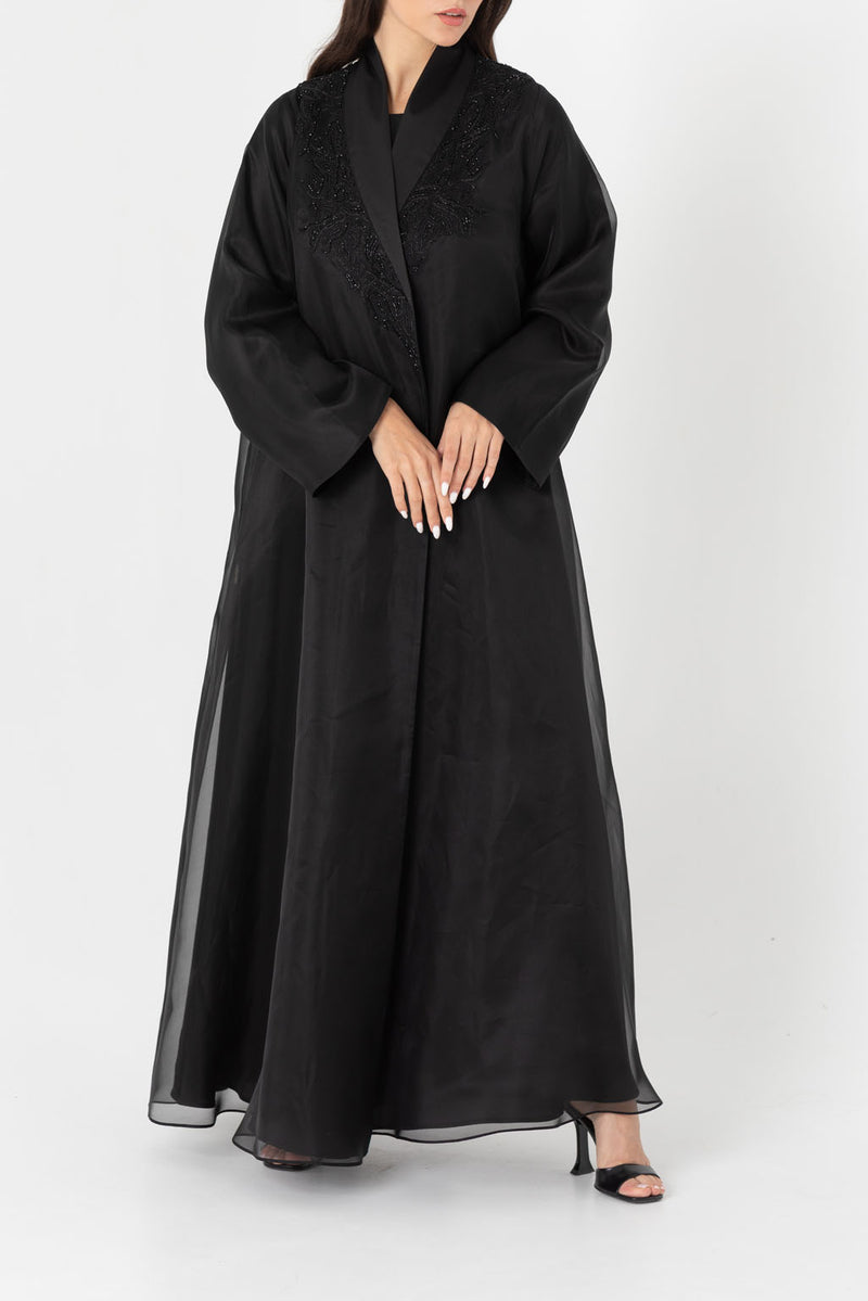 Double Layered With Organza And Silk Abaya RMD2208