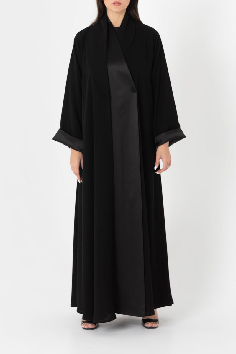 Shawl Collar Black Abaya RMD2211