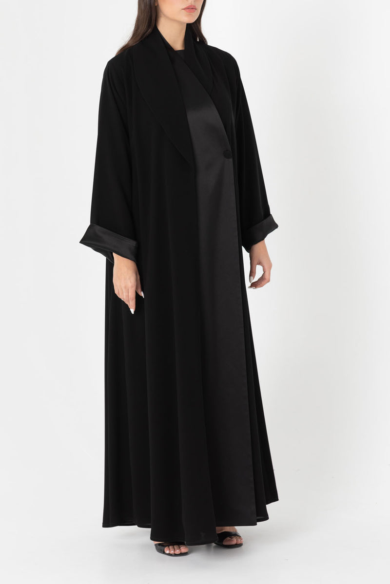 Shawl Collar Black Abaya RMD2211