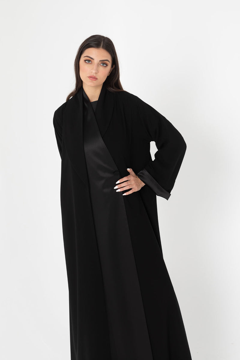 Shawl Collar Black Abaya RMD2211