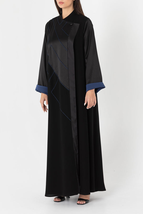 Threads and Beads Embroidered Blue Abaya RMD2201