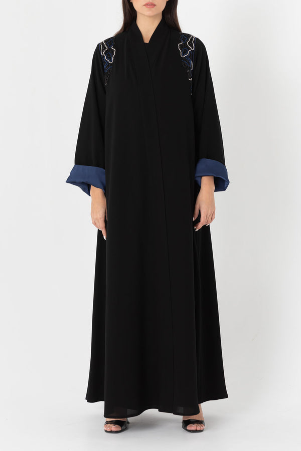 Blue Turn Up Cuffs Abaya RMD2206