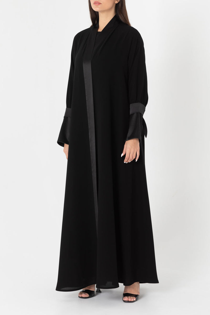 Bishop Sleeve With Purple Tie Cuffs Abaya RMD2204