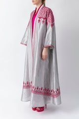 Exclusive Cross Stitches Handwork Light Grey Silk Abaya WV2214