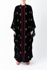 Sadu Art Inspired Embroidery Black Velvet Abaya WV2222