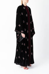 Sadu Art Inspired Embroidery Black Velvet Abaya WV2222