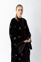 Sadu Art Inspired Embroidery Black Velvet Abaya WV2222