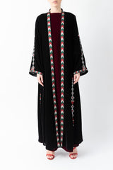 Sadu Art Embroidery Black Velvet Abaya WV2202