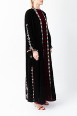 Sadu Art Embroidery Black Velvet Abaya WV2202