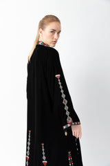 Sadu Art Embroidery Black Velvet Abaya WV2202